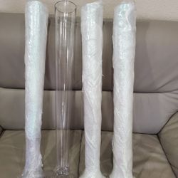 32" Clear Glass Pilsner Vase $15 Each Or $55/for 4