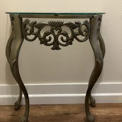 Vintage Pier 1 half Glass and Cast Iron Heavy Metal