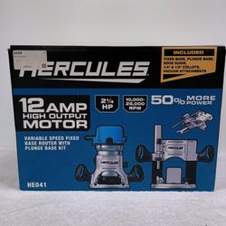 HERCULES 12 Amp Variable-Speed Fixed Base Router with Plunge Base Kit