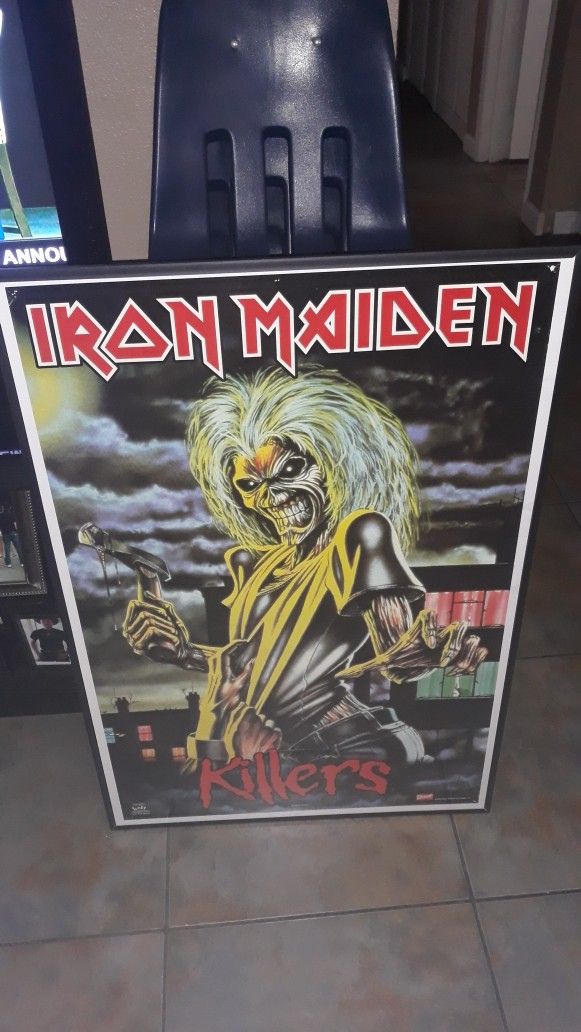 Must See Framed Iron Maiden 36 By 24 Poster Perfect For Man Cave Very Collectable 25 Doll