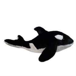 Aurora World Killer Whale Orca Plush 16" Stuffed Animal Black While Fish Safari