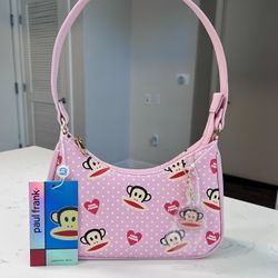 Paul’s Frank Pink Polka Dot Shoulder Bag with Keychain NEW