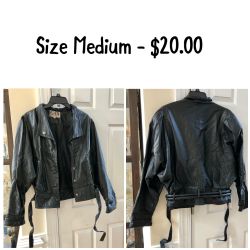 Black Leather Jacket, Women Size Medium