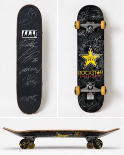 Rock star Supercross multi-signed skateboard