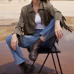 Aveloria Boho Oversized Loose Fringe Suede Fleece Jacket