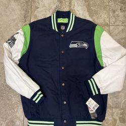Seattle Seahawks New GIII Carl Banks Suede Leather Team Blue Green Jacket XL
