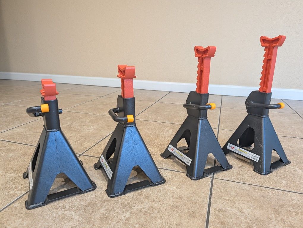 2 Ton / 4000 lb Steel Jack Stands Black and Orange 4 Stands Adjustable 11-15in