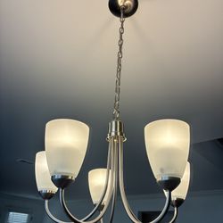 Pick Up From Mount Juliet 37122.. Beautiful 5-Light  Glass Traditional Chandelier Light Brushed Nickel