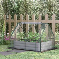 50 in. W x 37.5 in. D x 36.25 in. H Galvanized Steel Raised Garden Bed with Green Clear PVC Greenhouse Cover