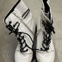 White Lace Up Boots Size 71/2 