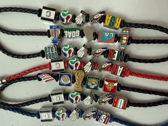 FIFA 2026 official Soccer Themed Braided Leather Charm Bracelets