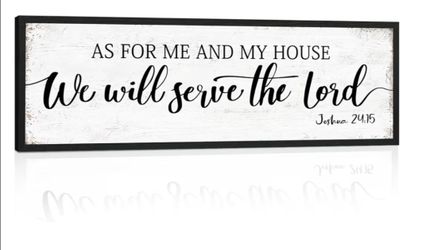 As for Me and My House We Will Serve the Lord Sign: Rustic Family Bedroom Signs Wall Decor Above Bed,Framed Country Wall Plaque Hanging Farmhouse Bibl