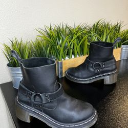 Dr. Martens Alodie Stirrup Black Leather Ankle Boots