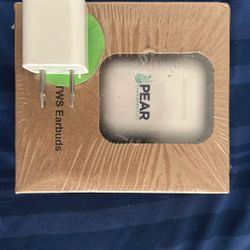 Pear Wireless Earbuds New In Box Similar To Apple Comes W/Real Apple Charging Block 