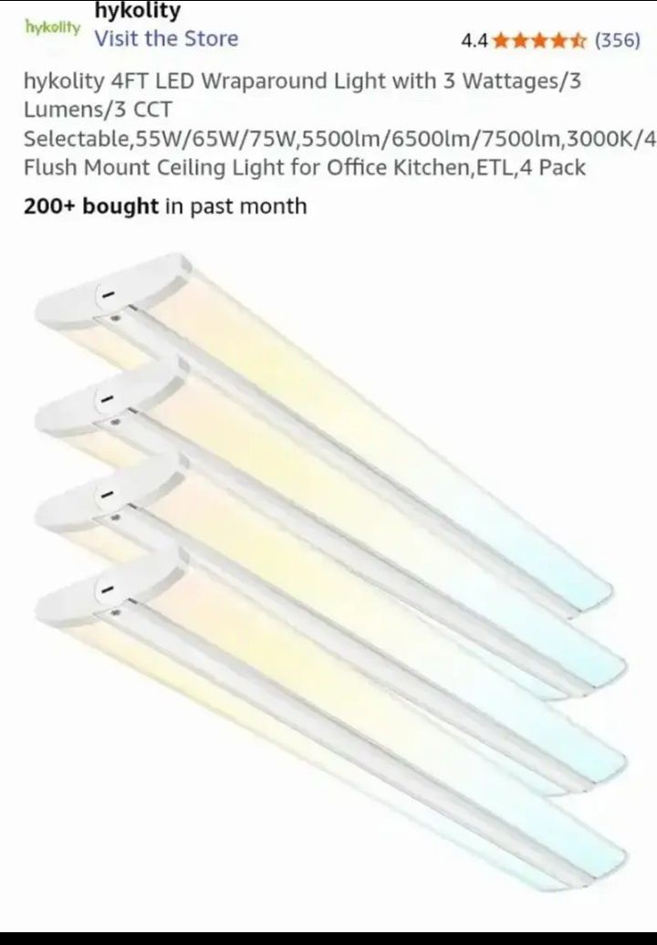NEW-4FT LED Wraparound Light with 3 Wattages/3 Lumens/3 CCT Selectable,55W/65W/75W,5500lm/6500lm/7500lm,3000K/4000K/5000K Flush Mount Ceiling Light fo