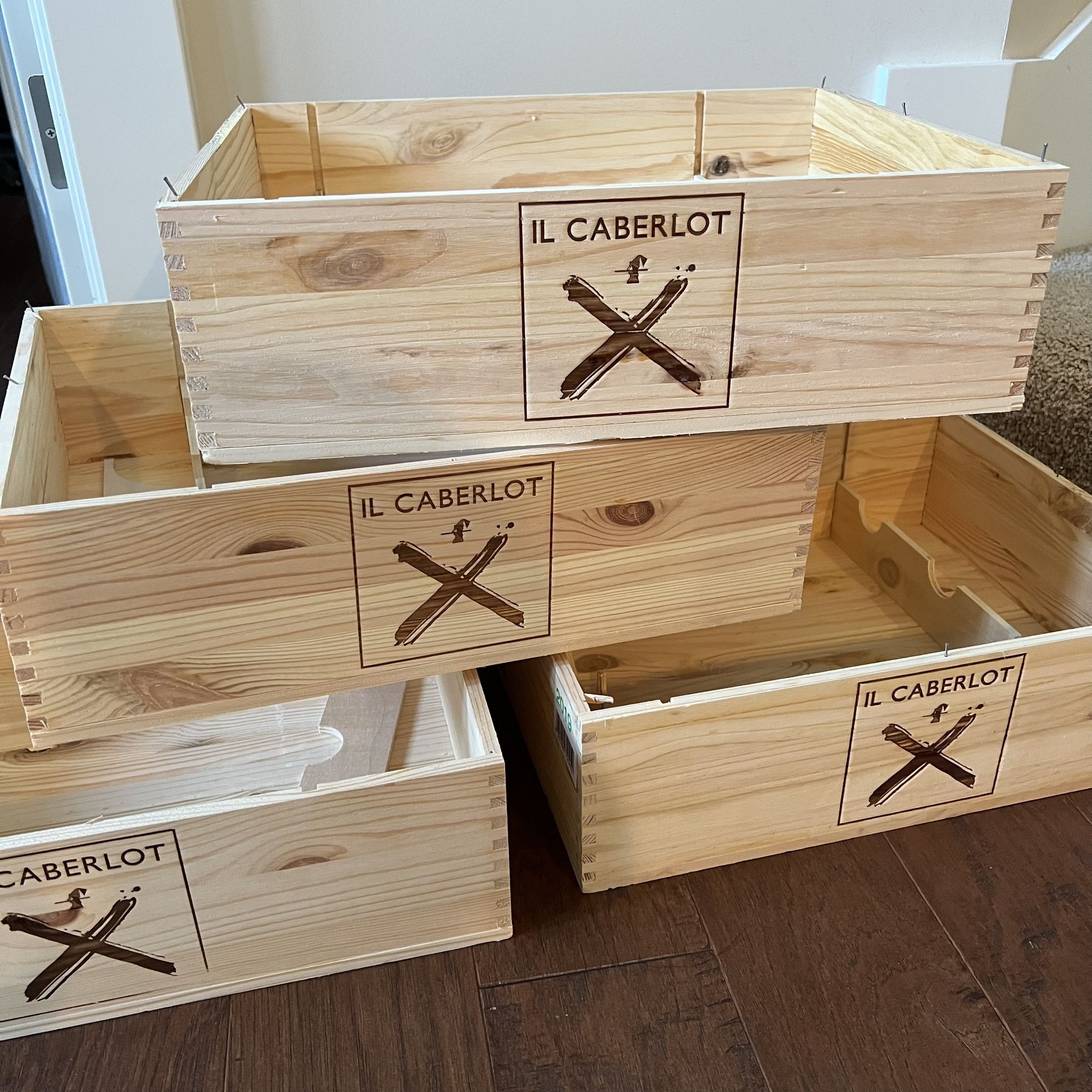 4 Medium Wooden Wine Crates Boxes For Craft Project Garden Planters Shelves
