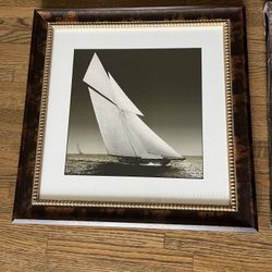 Set 2 Framed Sailboat Photographs / Wall Art - Like New!