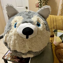 24” Inflatable Hopper Ball - Pogo Ball - Bouncing Ball w/Plush Wolf Covering