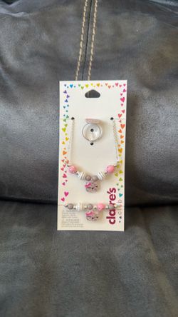 New  Claire’s Club Cat Necklace Bracelet Ring 3 Piece Set