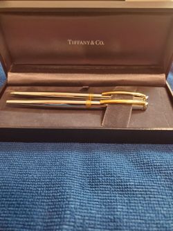 Tiffany & Company Executive Sterling Silver & Gold Ballpoint Pen and Pencil Set