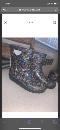 UGG Rain Boots Girls Size 12C Multicolor Butterflies