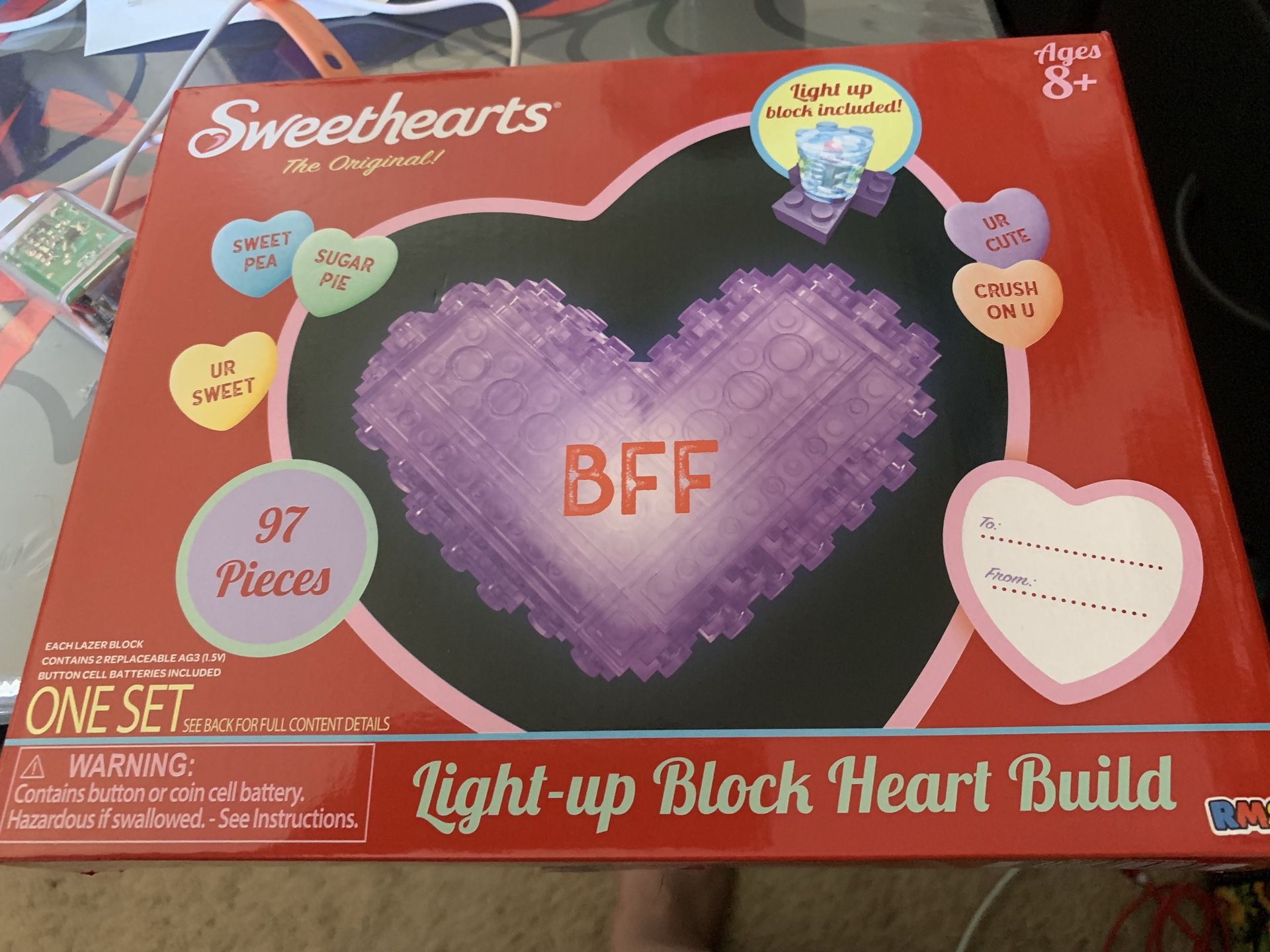 Sweethearts light up block heart