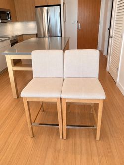 Set of 2 Upholstered Counter Height Bar Stools
