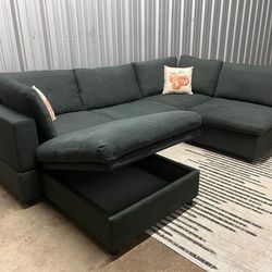 Dark Gray Cloud Modular Sectional Couch With Storage Ottoman In Brand New Condition 
