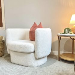 NEW IN-BOX Free Delivery Curved Accent Chair(s) in Soft Bouclé Performance Fabric (Retail $1,199/each)