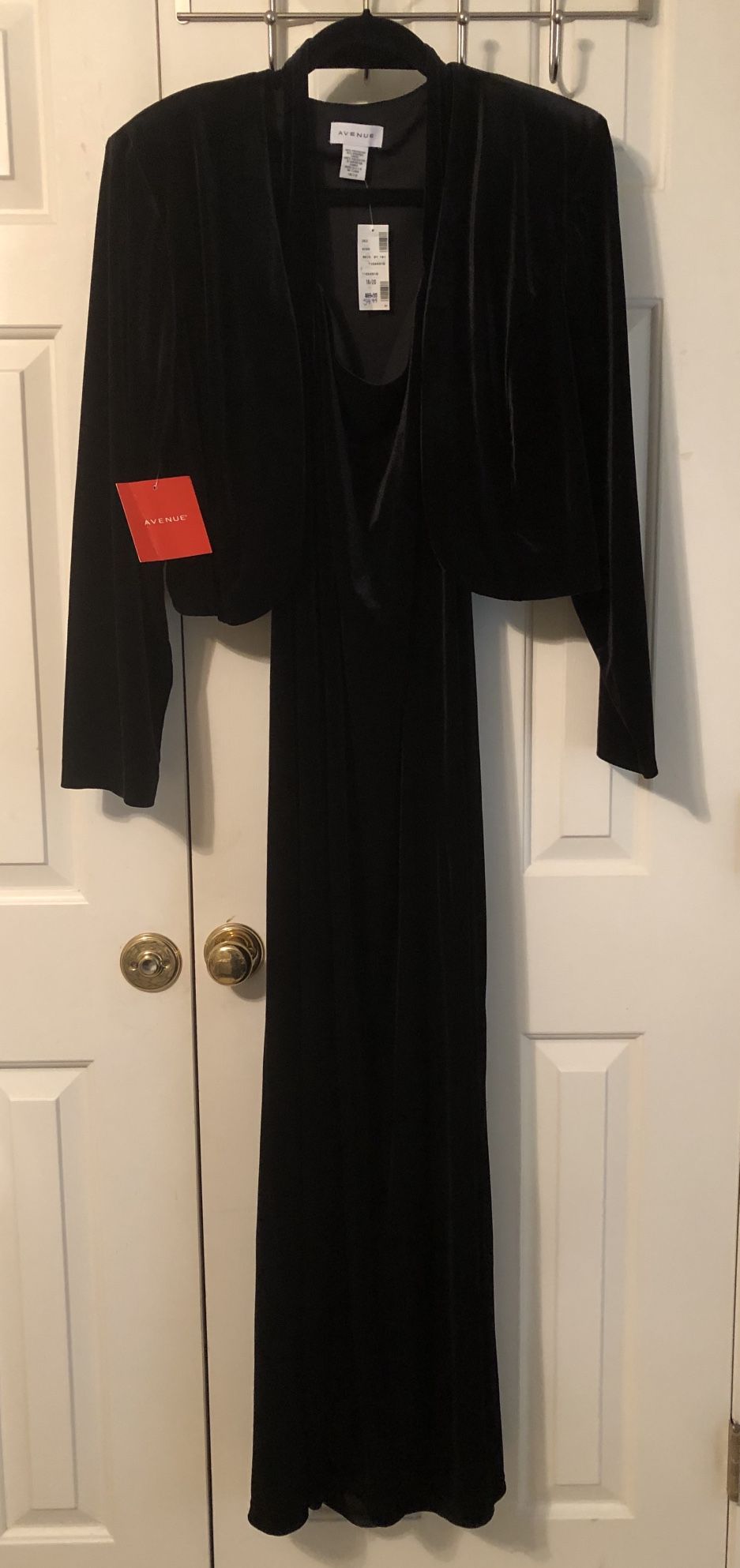 AVENUE 🎉Black Velvet Dress w/ Jacket-NWT-Sz 18/20-HOLIDAY