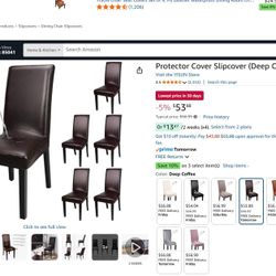 YISUN SIX Dining Chair Covers, Solid Pu Leather 
