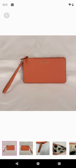 Kate Spade Pink Salmon Wristlet with Polka Dot Interior