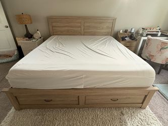 Purple premier 4 king sized mattress and king sized bed frame with drawers