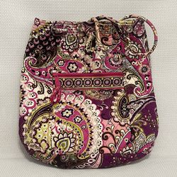 Vera Bradley Pink Purple Very Berry Paisley Drawstring Cloth Backpack Retired
