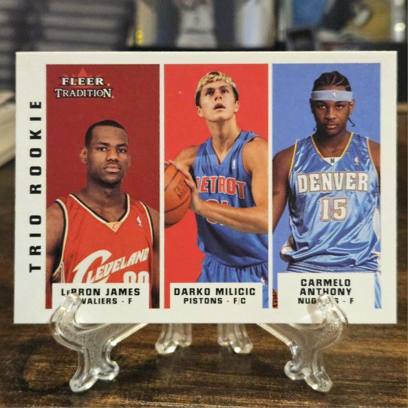 2003 Fleer Traditions Trio RC Lebron James - Carmelo Anthony & Milicic #291 RC