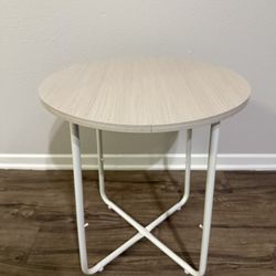 Small Round Side End Table Cream White
