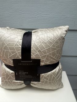 2 - New Pair of cream/ goldish Matching Pillow Decor