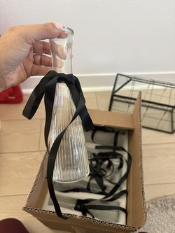 Glass Bud Vases with Black Ribbon (12)
