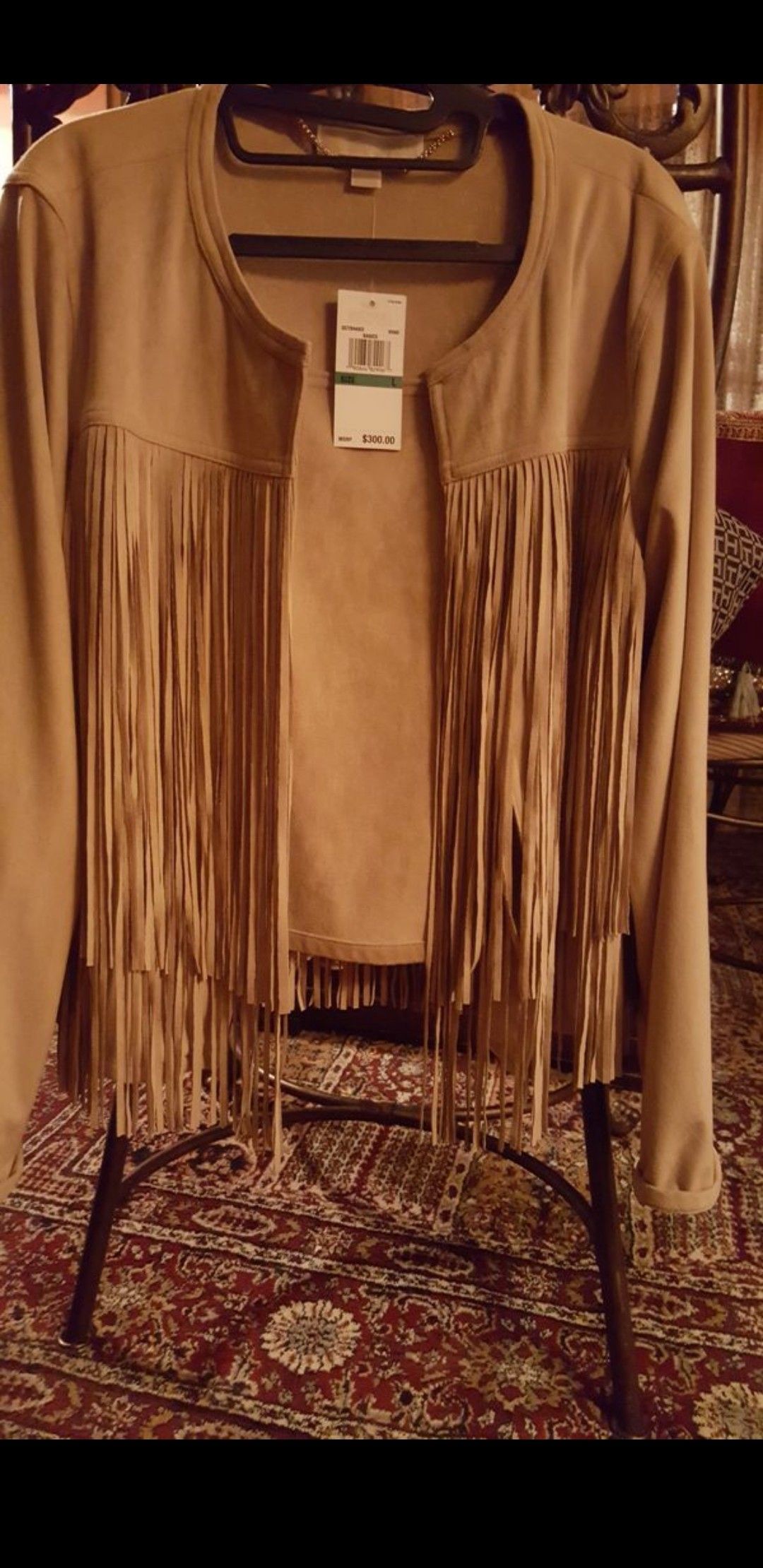 New short waisted tan Fringe Michael Kors suede jacket