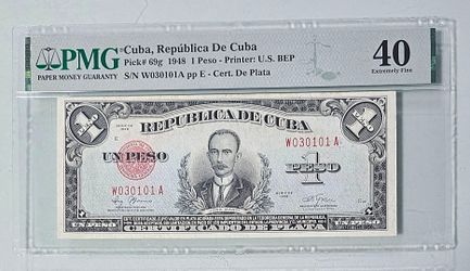 1 pero 1948 cuba certificado de plata pmg 40