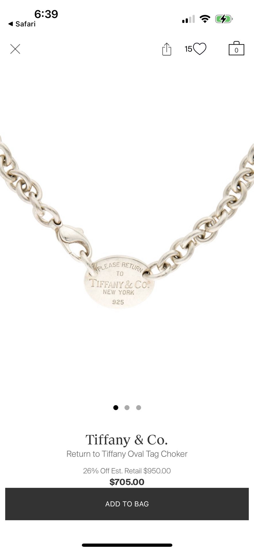 Authentic Vintage Oval Return To Tiffanys Choker Necklace