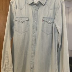 $15 Each 2 Levi Light Blue Long Sleeve  Denim Shirts Sz  L And XXL