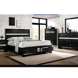 4- Pc Bedroom set Dresser,Mirror  Nightstand (1) Queen size bed frame  Not including Mattress and Box Sp