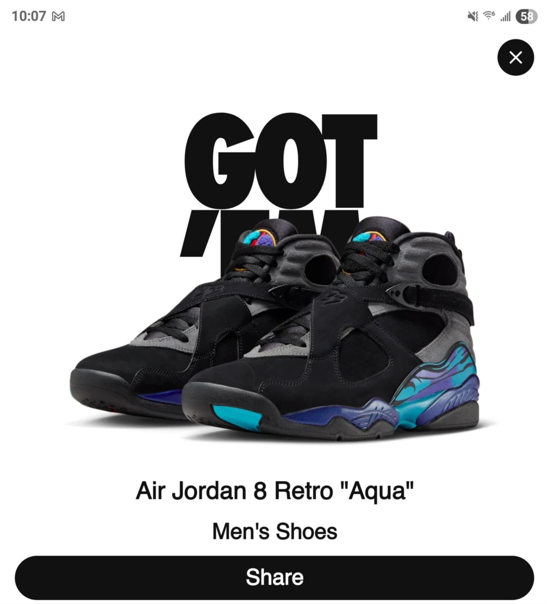 Got emmmm CONFIRMED! Jordan Retro 8 AQUA
