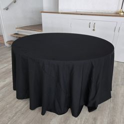 Black Round Tablecloths  120 Inches  Set Of 8