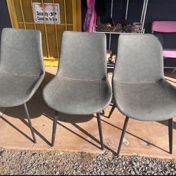 Set Of 3 Leather Bistro Chairs 