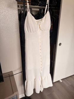 White Midi Dress with Button Front