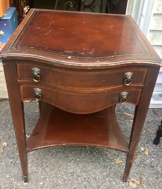 Leather top end table