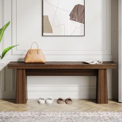 New assembled Wooden Entryway Bench, 47-Inch Wood Dining Table Bench with Sturdy Frame for Dining Room Bedroom Living Room Hallway Kitchen, Easy Assem