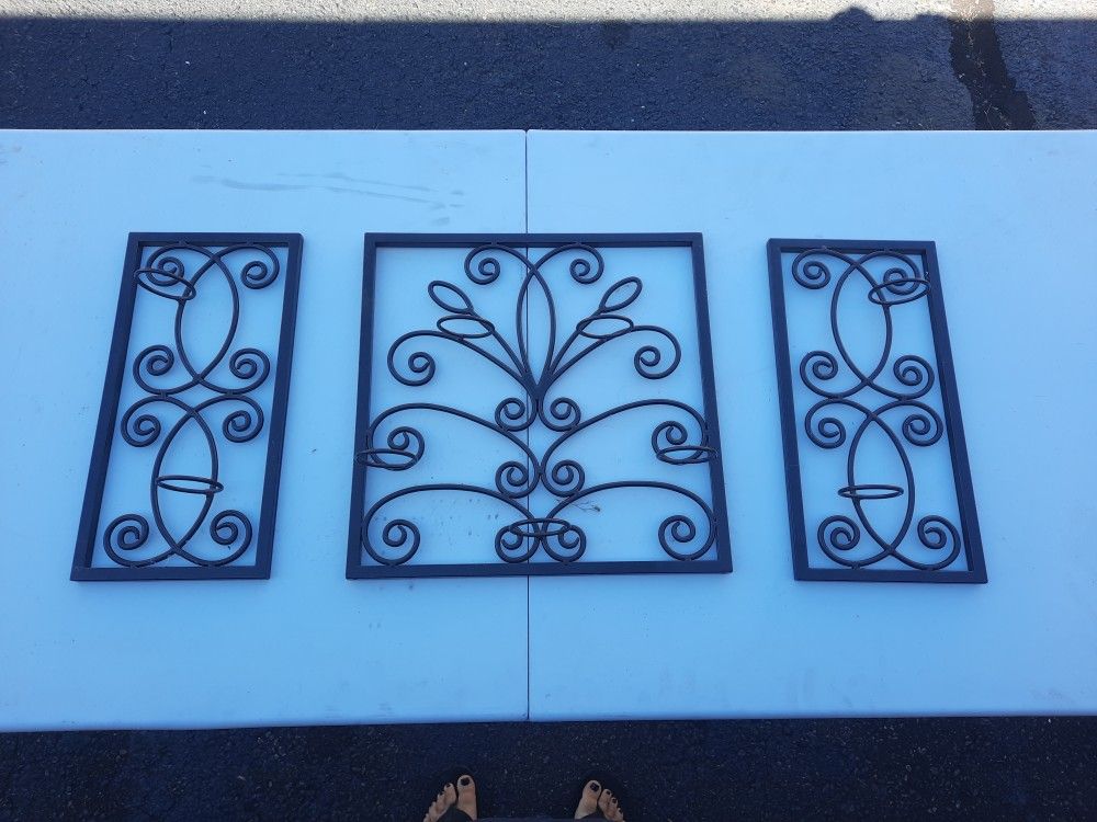 3 Decorative Wall Sconces Holds 9 Candles Total